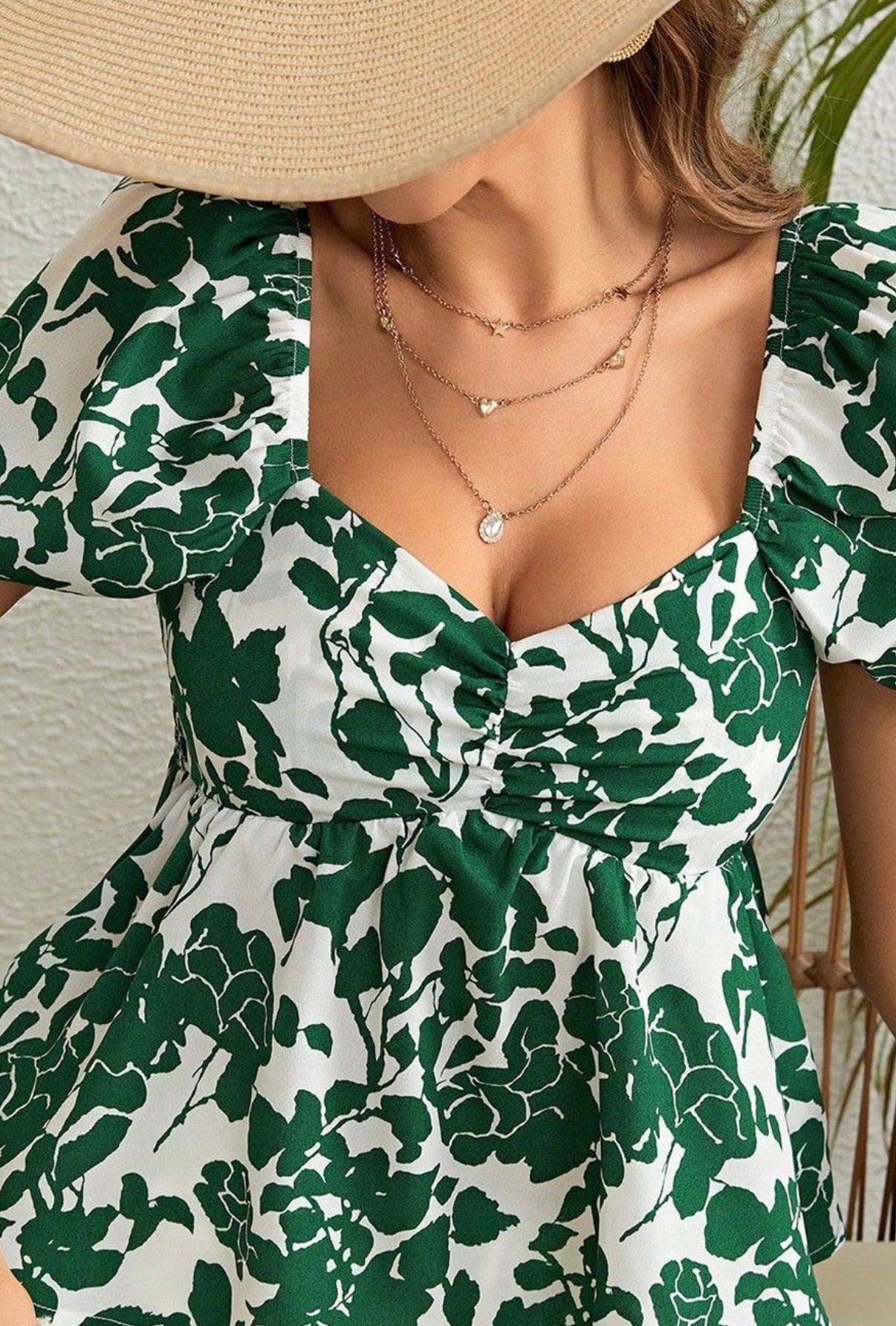 Floro leafy Puff top