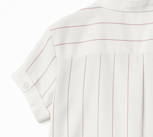 Lena Vertical Stripe Notch-Neck Top